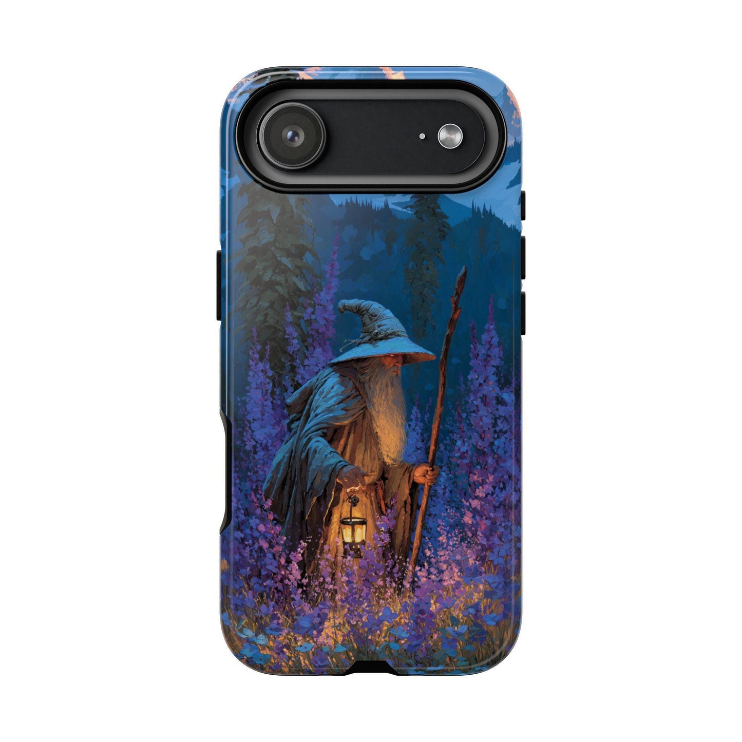 Wizard Walking Twilight Meadow Lantern