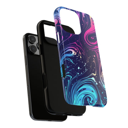 Teal Blue Swirls Neon Liquid