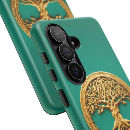 Golden Yggdrasil Celtic Tree Teal