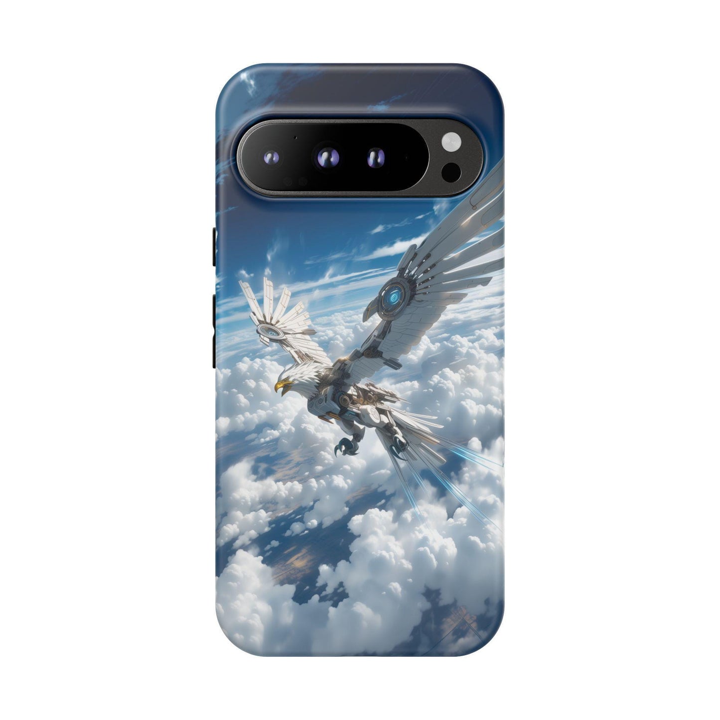 Mechanical Eagle Soaring Blue Sky