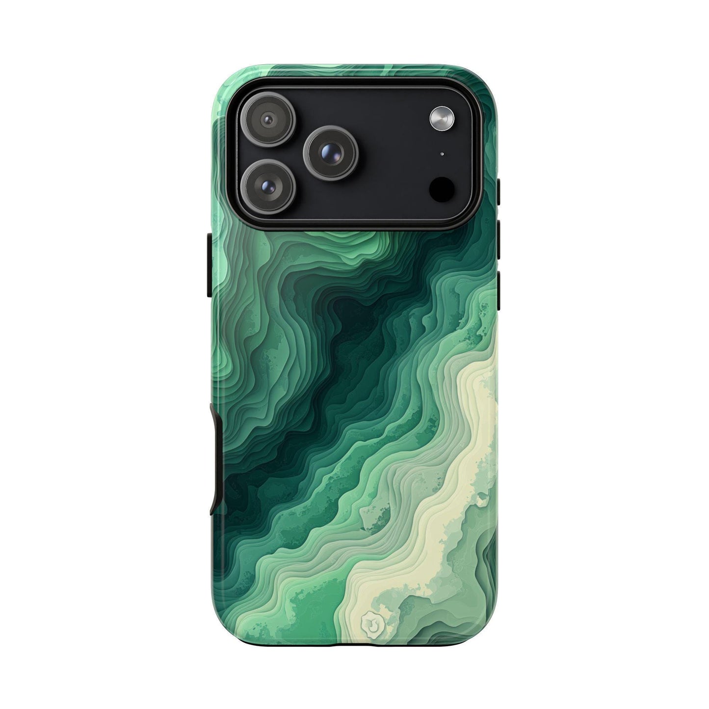 Topographic Green Wave Map Pattern
