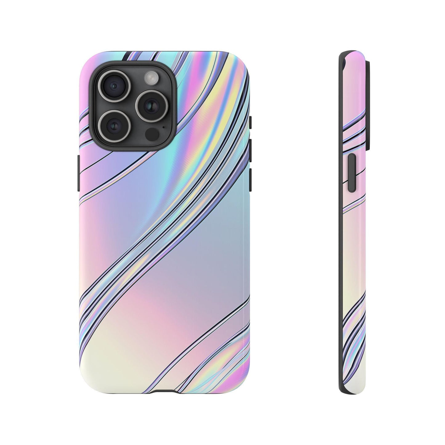 Sleek Iridescent Silver Waves