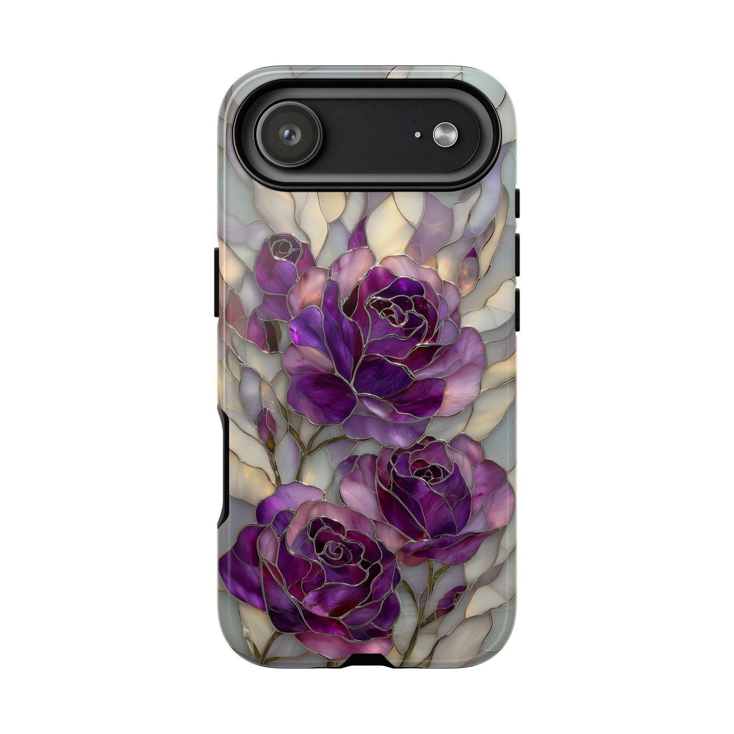 Purple Roses Stained Glass Flower