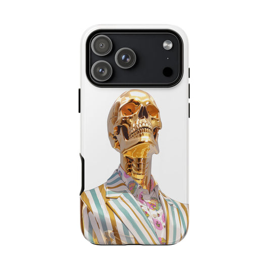 Golden Skeleton Striped Suit Skull