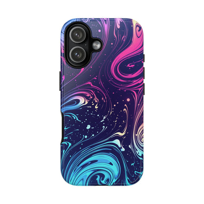 Teal Blue Swirls Neon Liquid