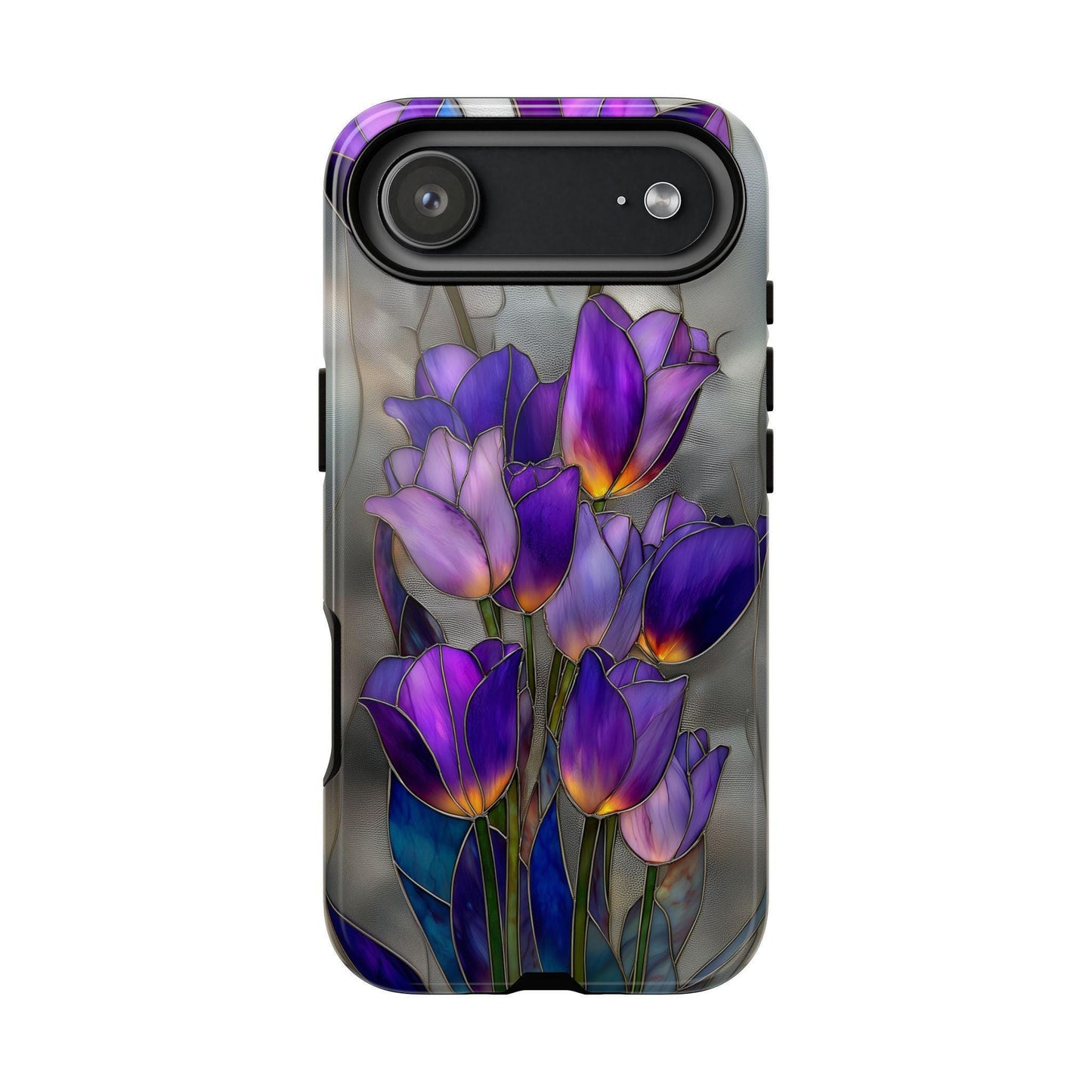 Purple Tulip Flowers Bouquet Stained Glass
