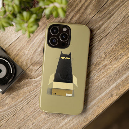 Grumpy Black Cat Cardboard Box