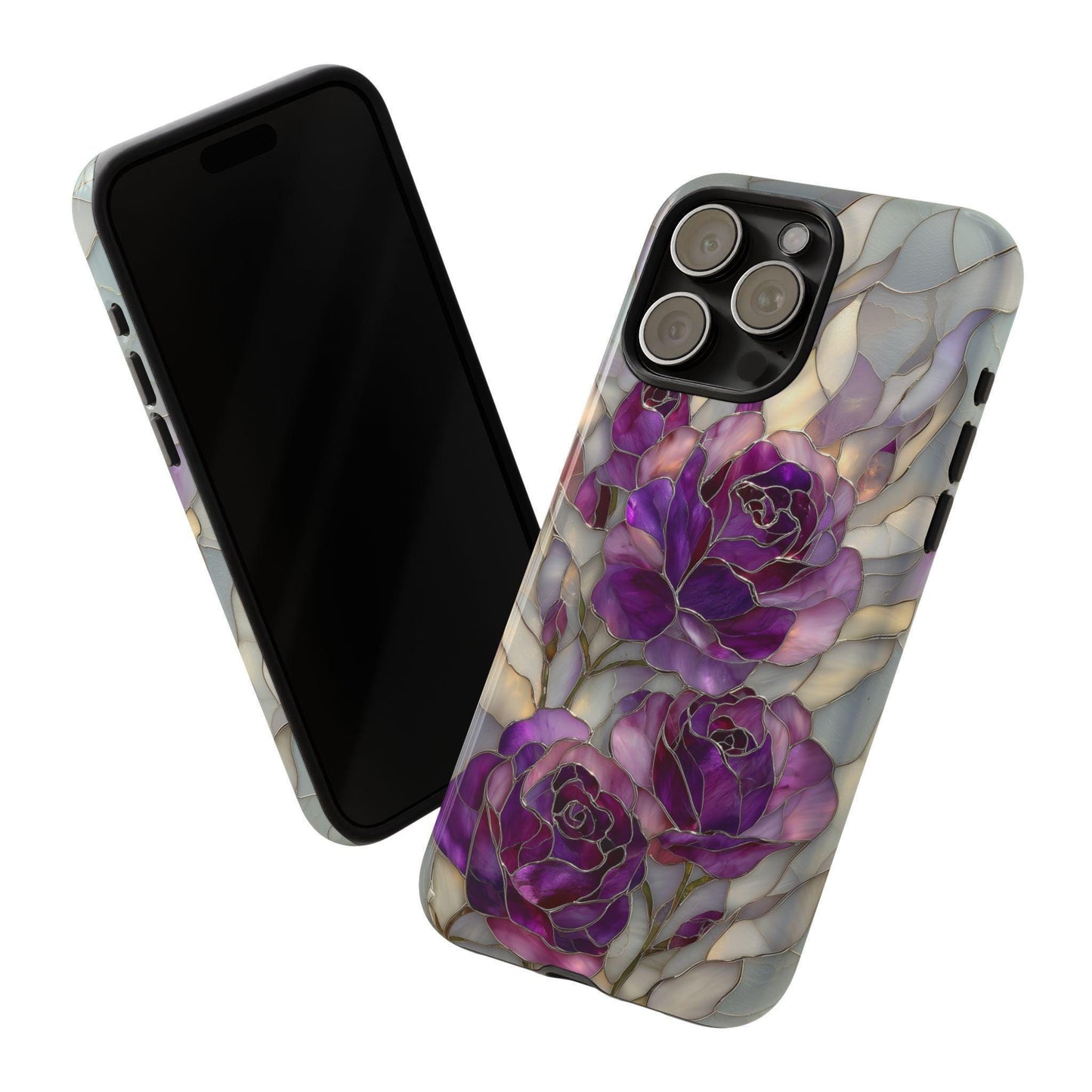 Purple Roses Stained Glass Flower