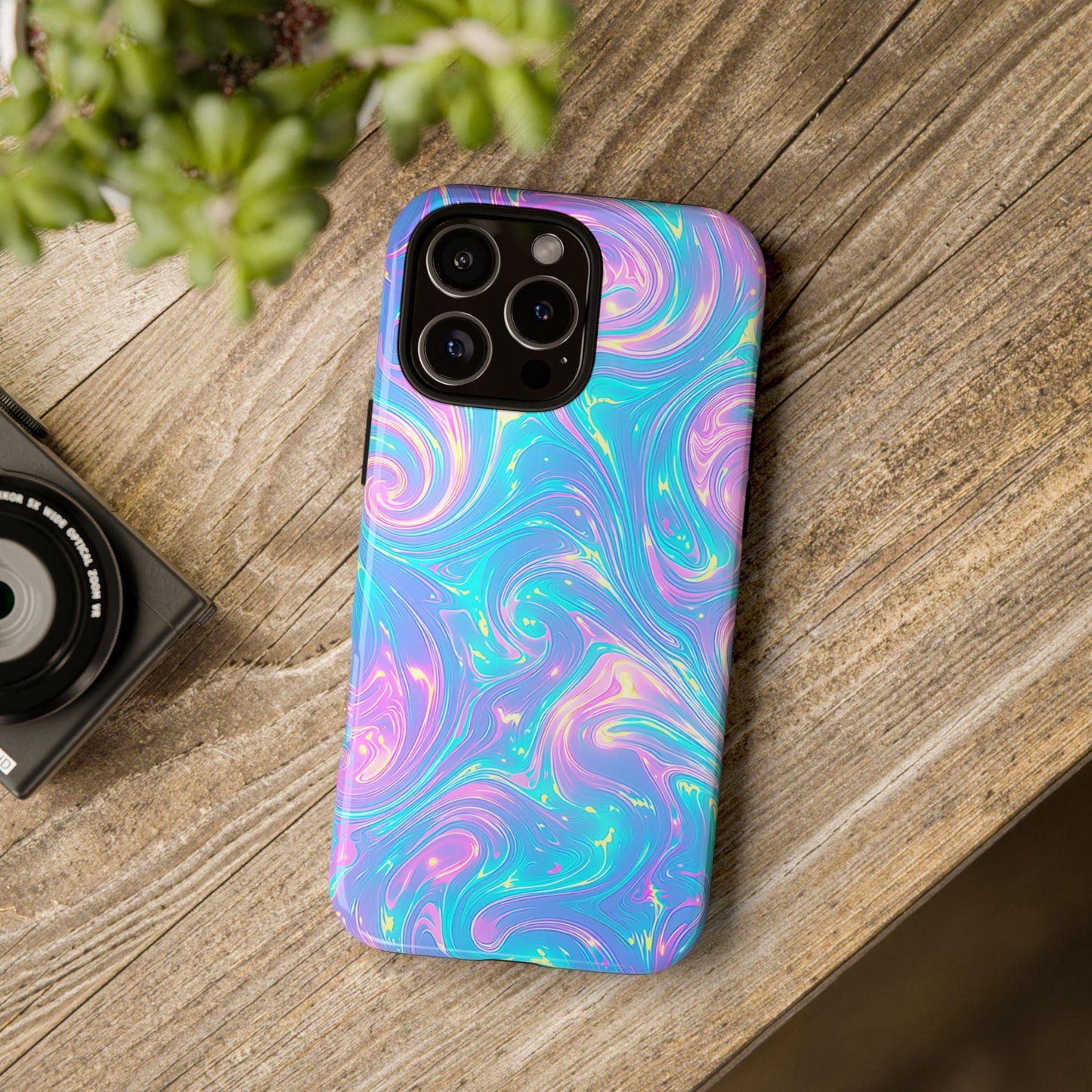 Candy Swirl Teal Pink Iridescent