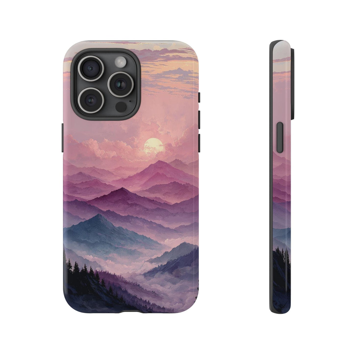 Watercolor Purple Mountains Pastel