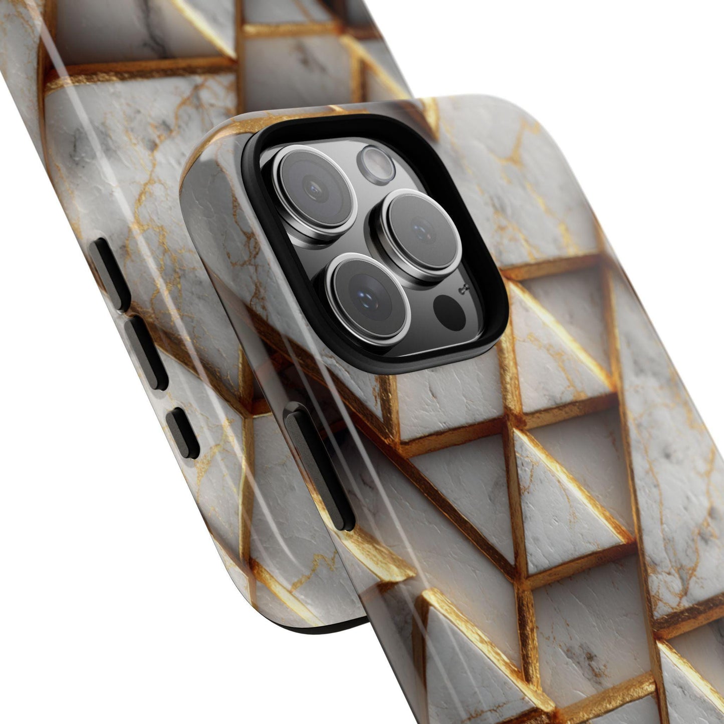 Geometric White Gold Marble