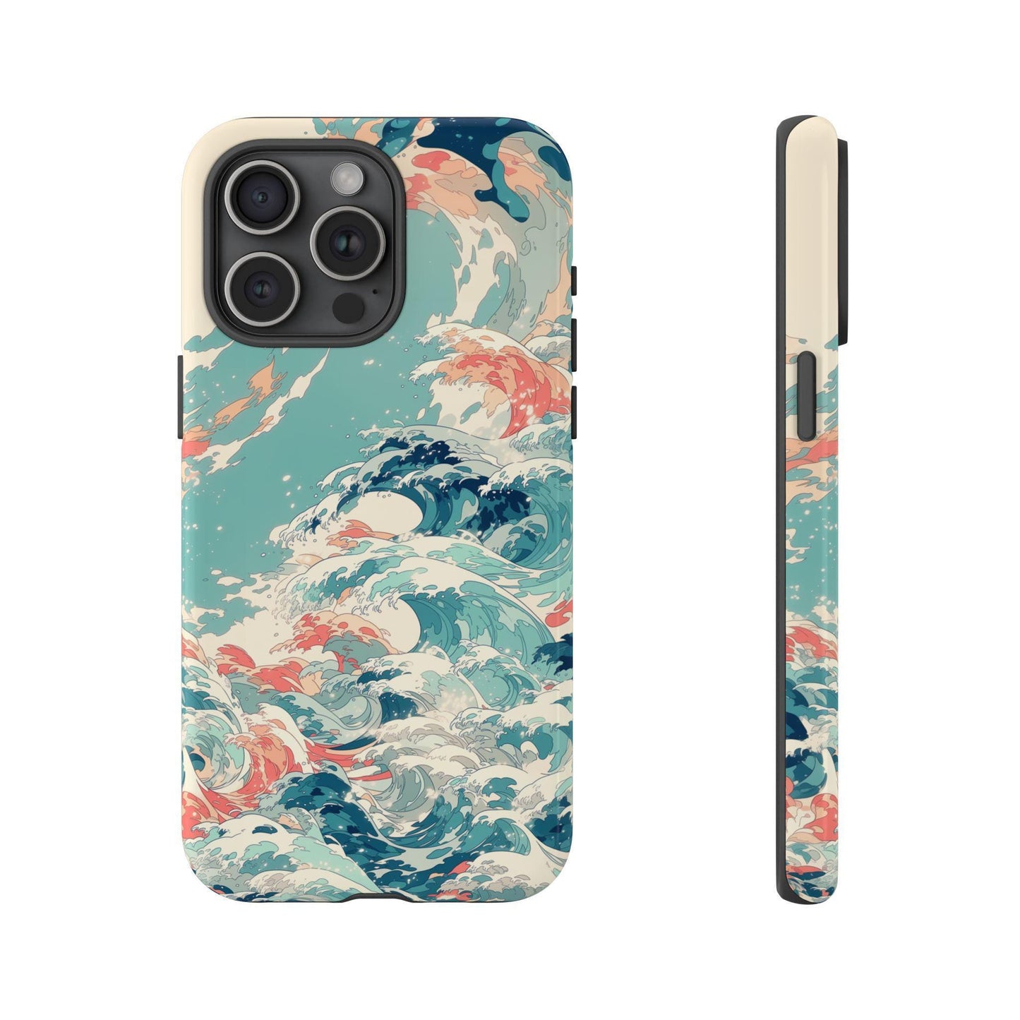 Teal Ocean Waves Coral Pastel