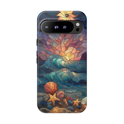 Sea Shells Beach Sunset Stained Glass