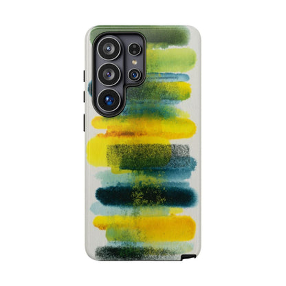 Green Yellow Citron Cascade Brush Strokes