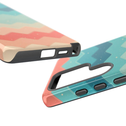 Turquoise Coral Gradient Chevron Wave