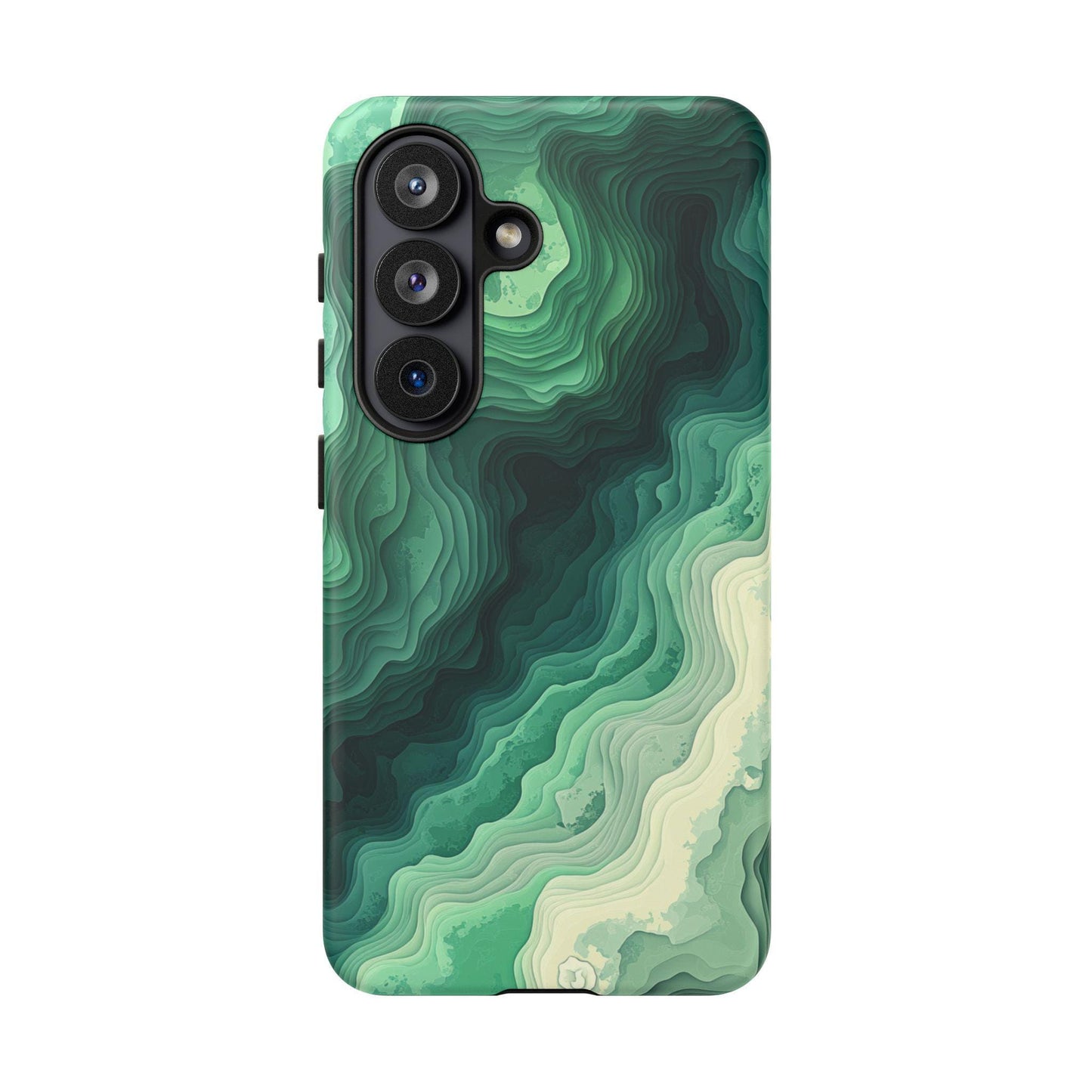 Topographic Green Wave Map Pattern
