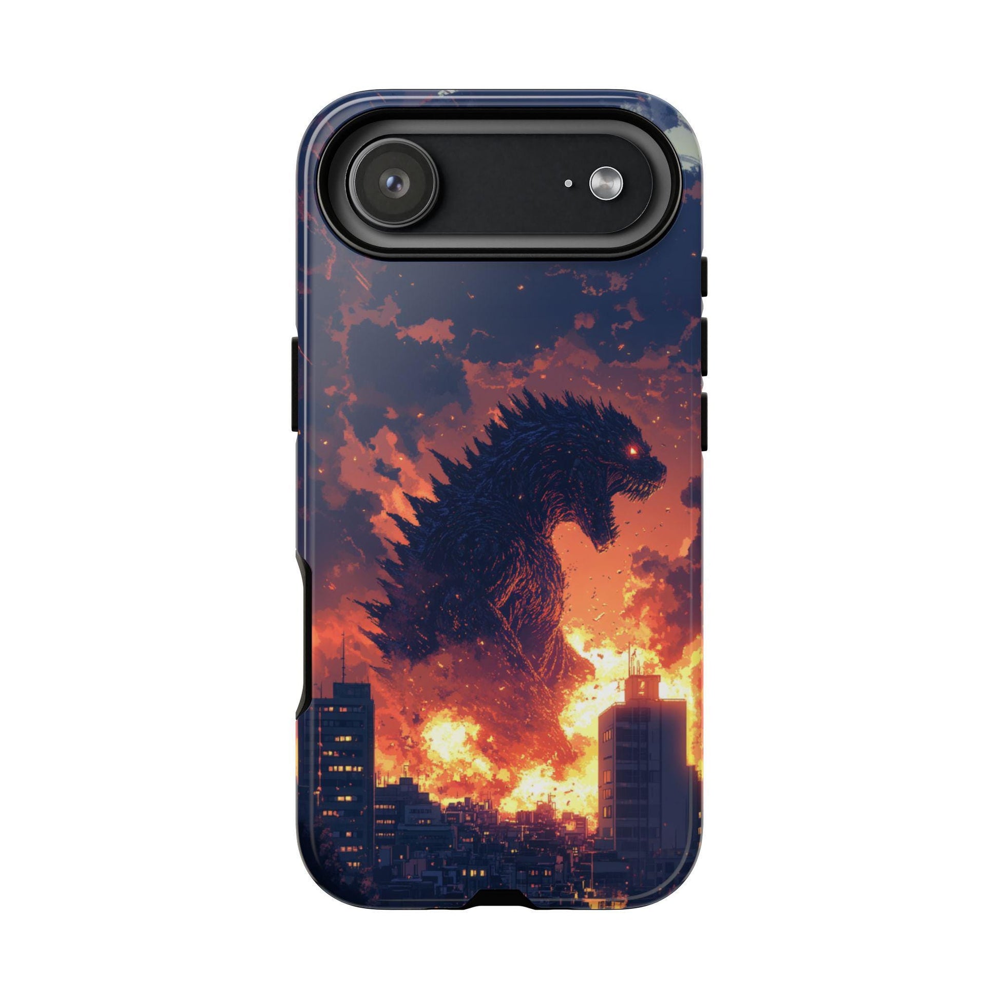 The image is an advertisement for a "Tough Case" for an iPhone, highlighting its durability and top-rated quality.