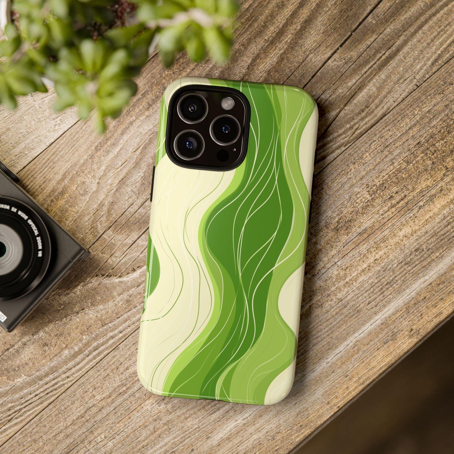 Lime Green Wavy Line Pattern