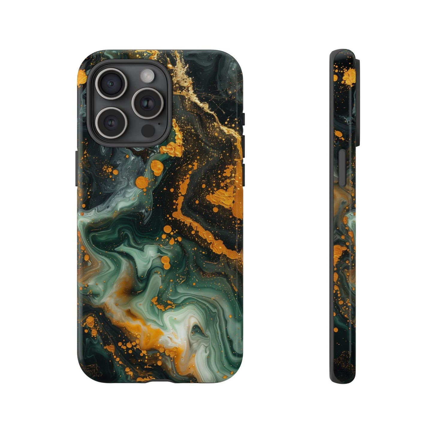 Luxury Marble Green Gold Liquid Wave