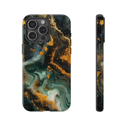 Luxury Marble Green Gold Liquid Wave