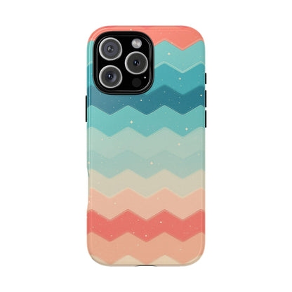 Turquoise Coral Gradient Chevron Wave