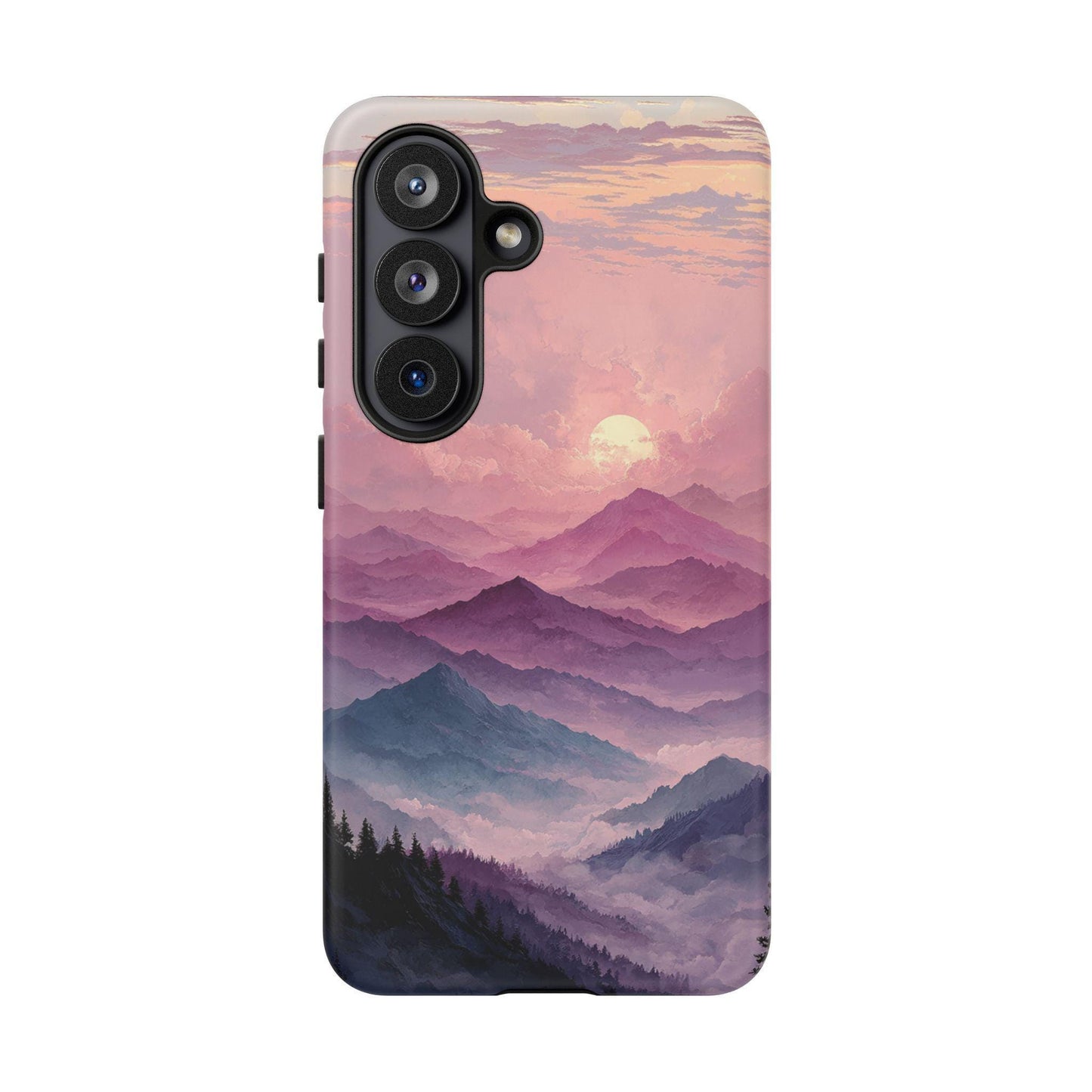Watercolor Purple Mountains Pastel