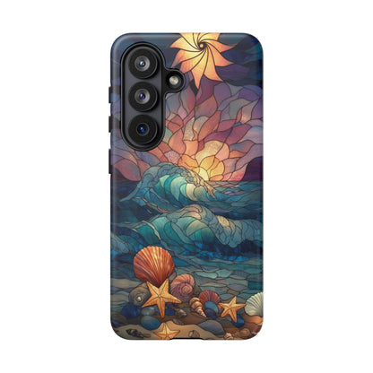 Sea Shells Beach Sunset Stained Glass