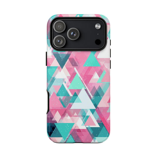 Abstract Triangles Pink Teal Pattern