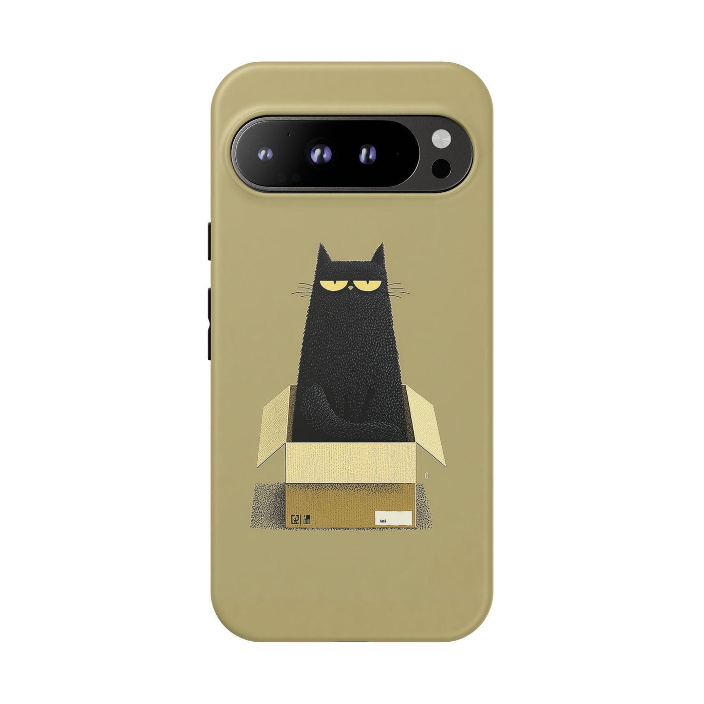 Grumpy Black Cat Cardboard Box