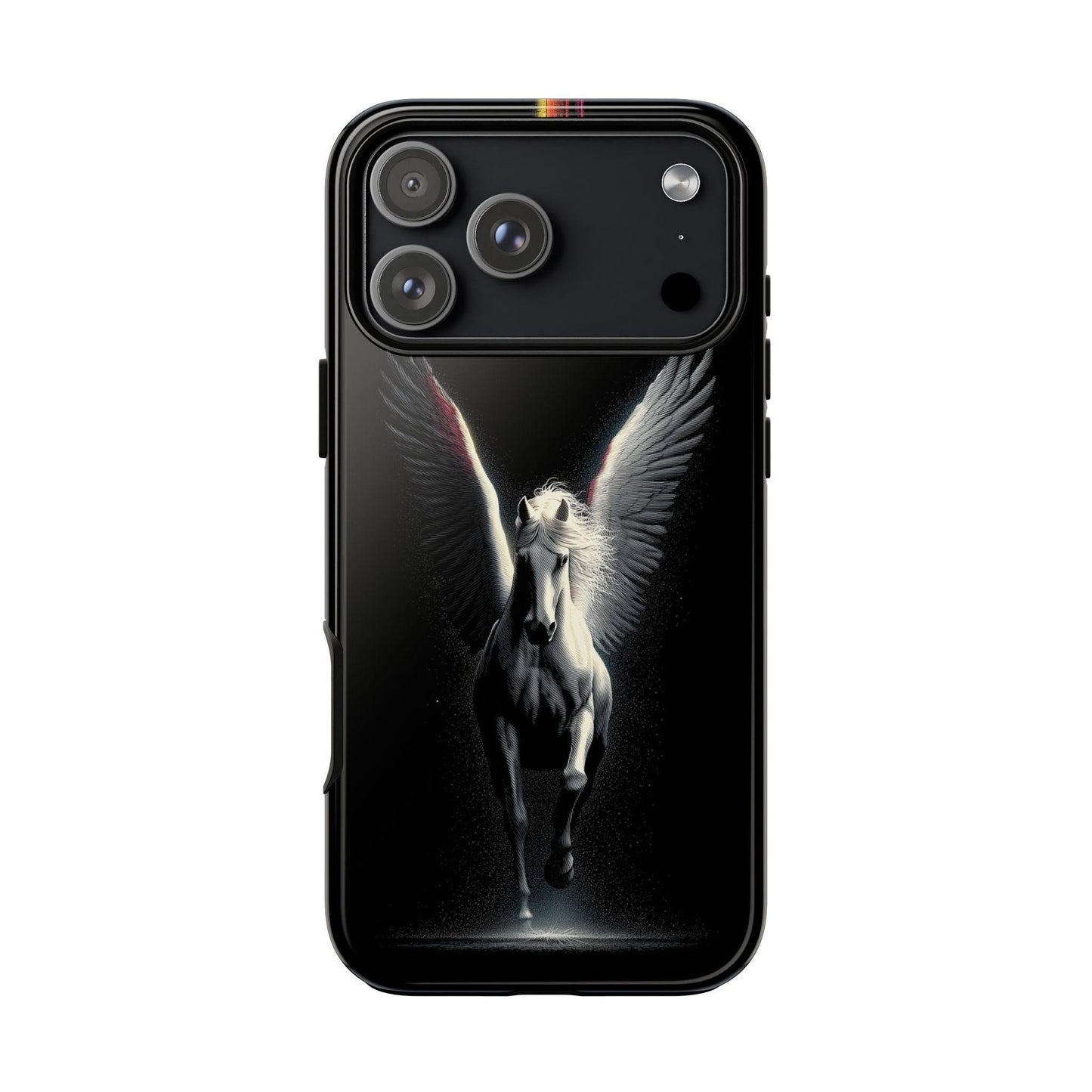 Pegasus White Winged Horse on Black