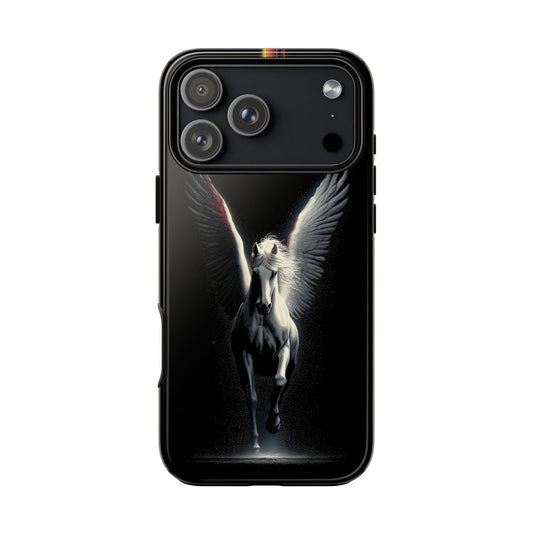 Pegasus White Winged Horse on Black