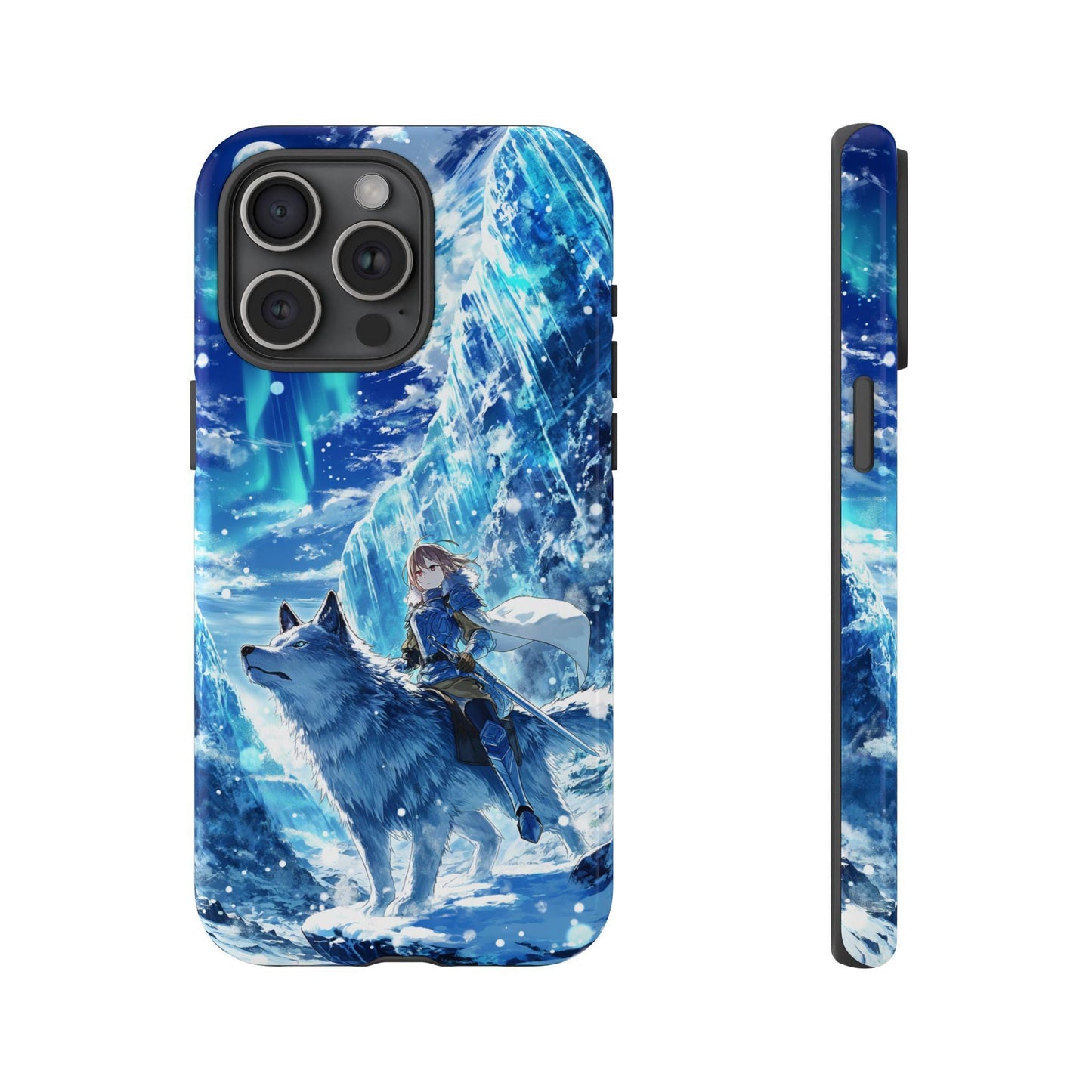 White Wolf Anime Girl Icy Mountains