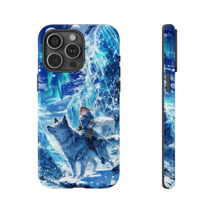 White Wolf Anime Girl Icy Mountains