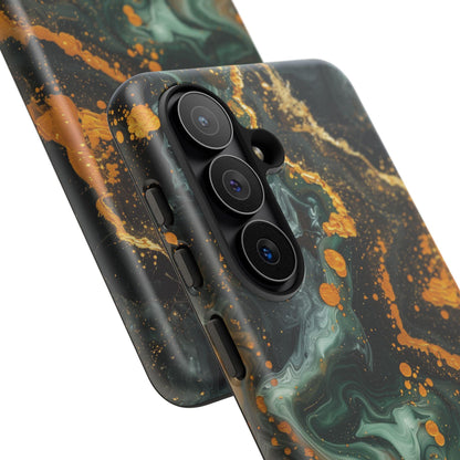 Luxury Marble Green Gold Liquid Wave