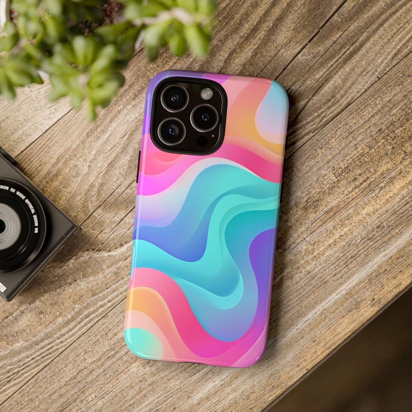 Teal Dream Pink Curve Waves