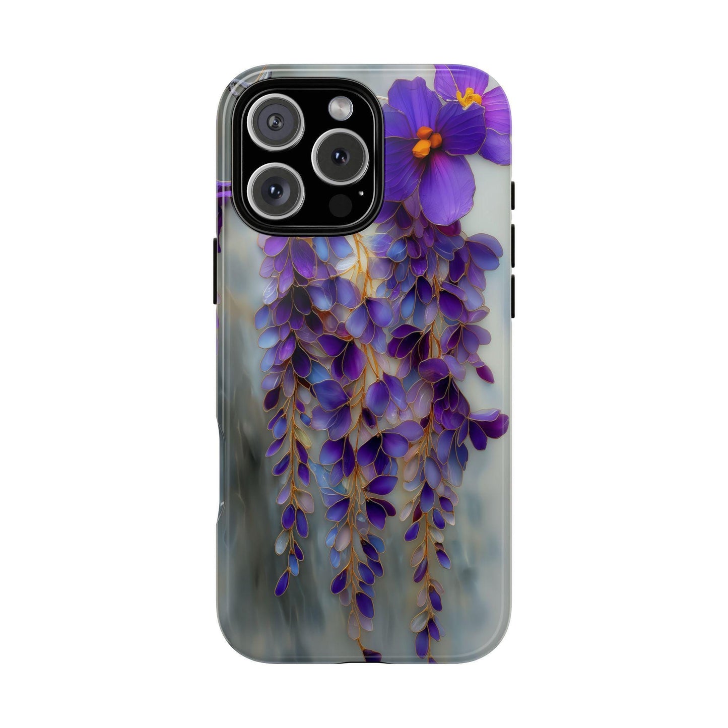 Wisteria Purple Flower Silver Stained Glass