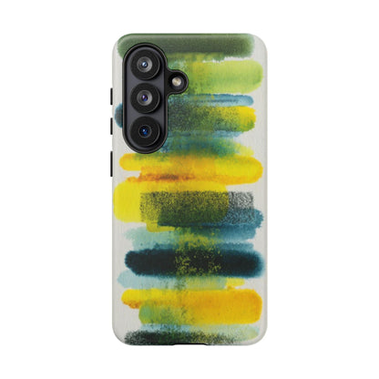 Green Yellow Citron Cascade Brush Strokes