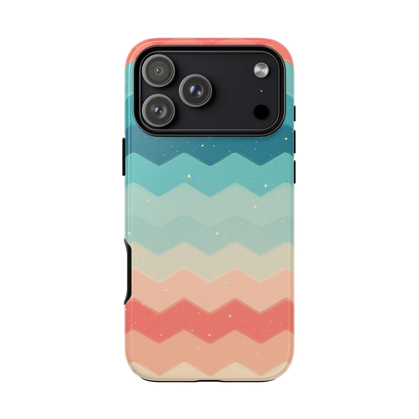 Turquoise Coral Gradient Chevron Wave