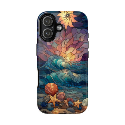 Sea Shells Beach Sunset Stained Glass
