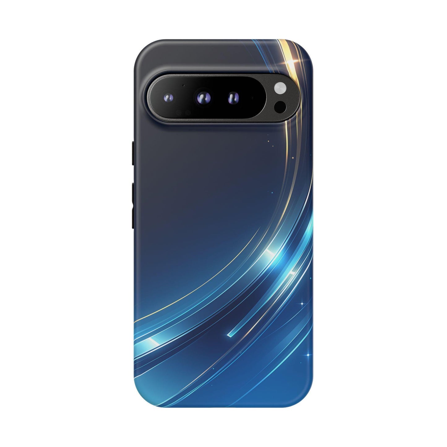 Blue Metallic Curved Wave