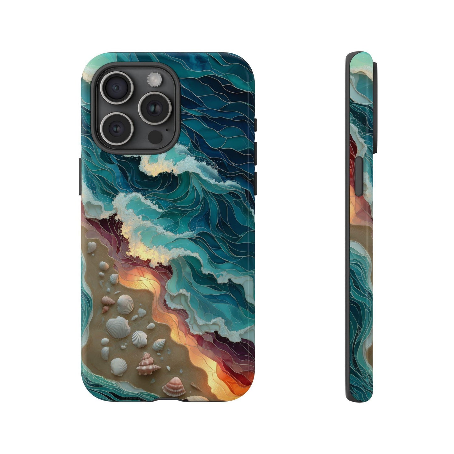 Sea Waves Stained Glass Shells