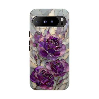 Purple Roses Stained Glass Flower