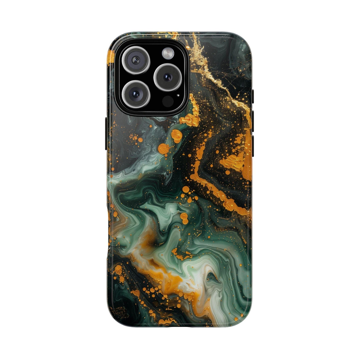 Luxury Marble Green Gold Liquid Wave
