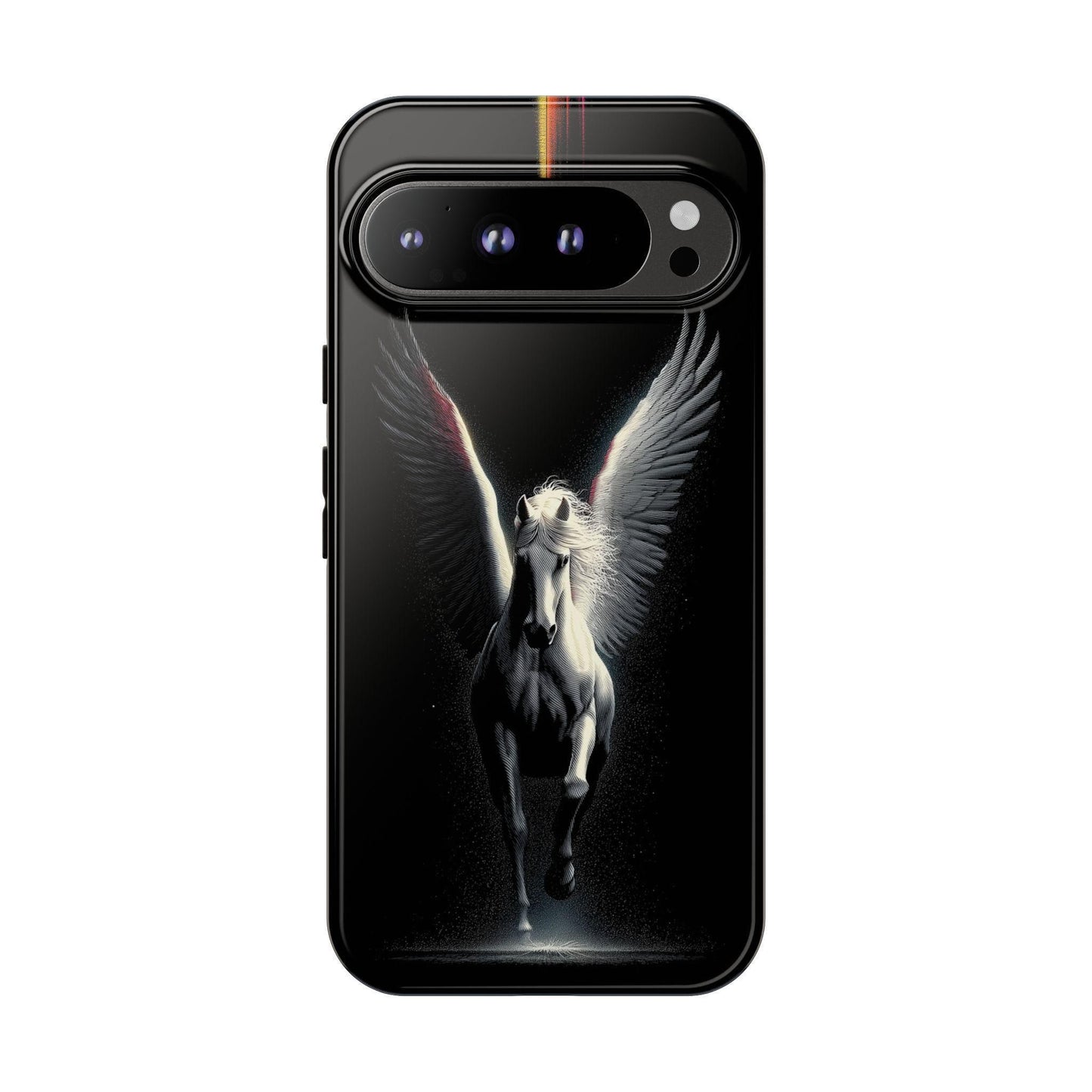 Pegasus White Winged Horse on Black