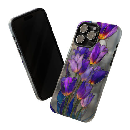 Purple Tulip Flowers Bouquet Stained Glass