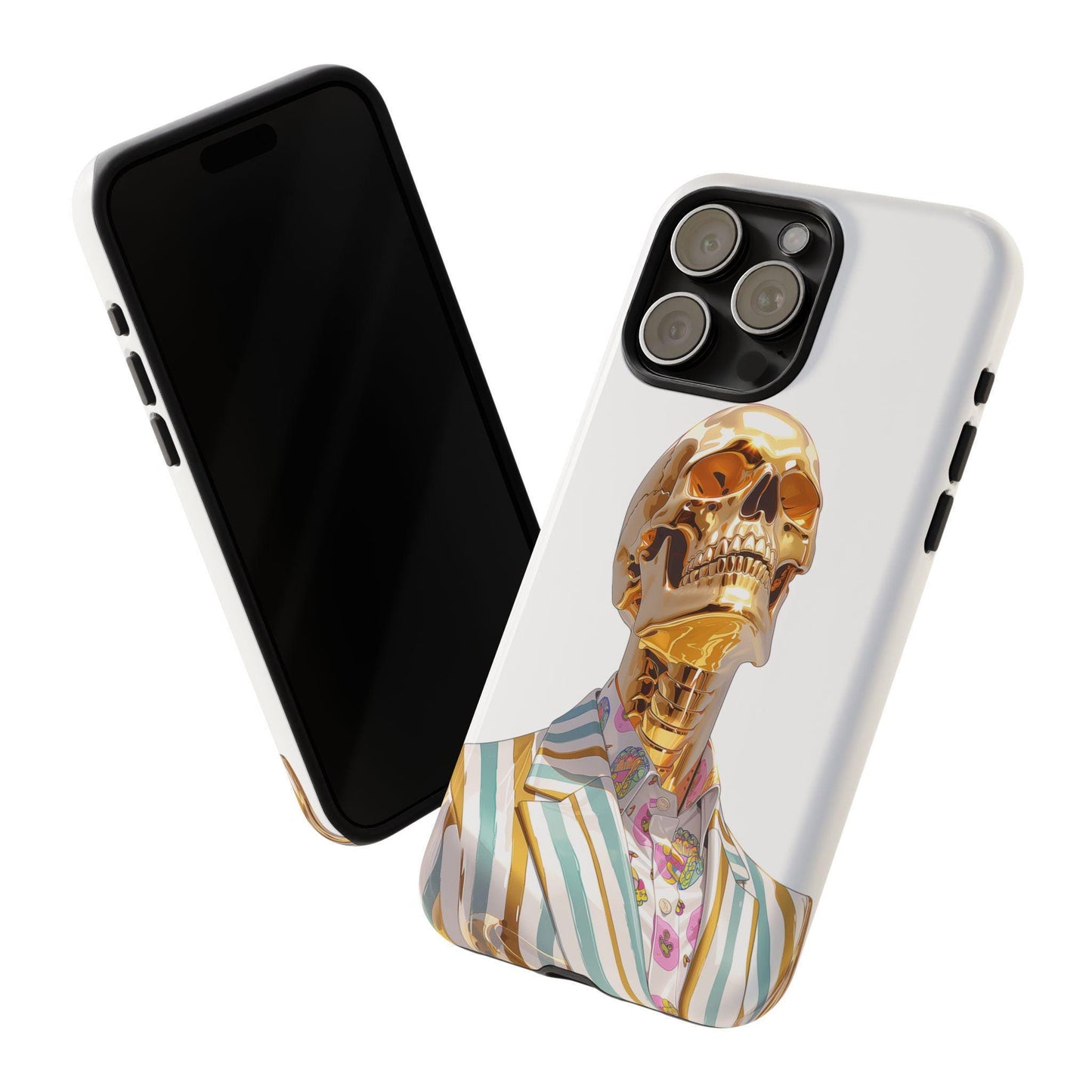 Golden Skeleton Striped Suit Skull