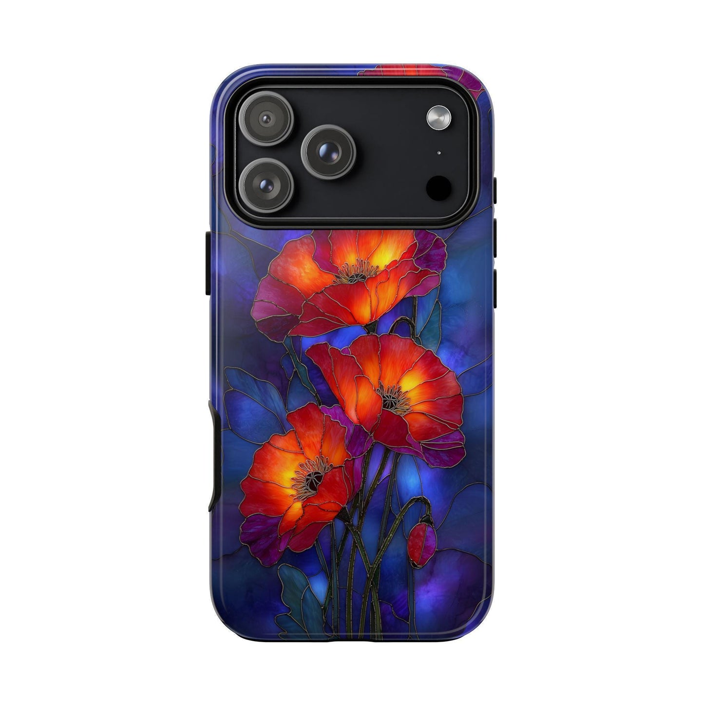 Red Poppy Flower Stained Glass