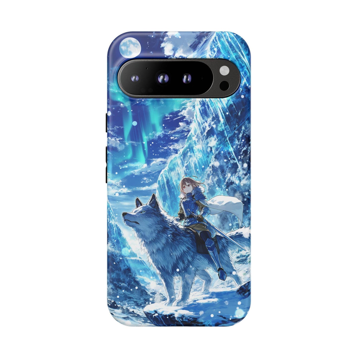White Wolf Anime Girl Icy Mountains