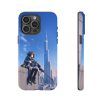 Sniper Anime Girl City Buildings