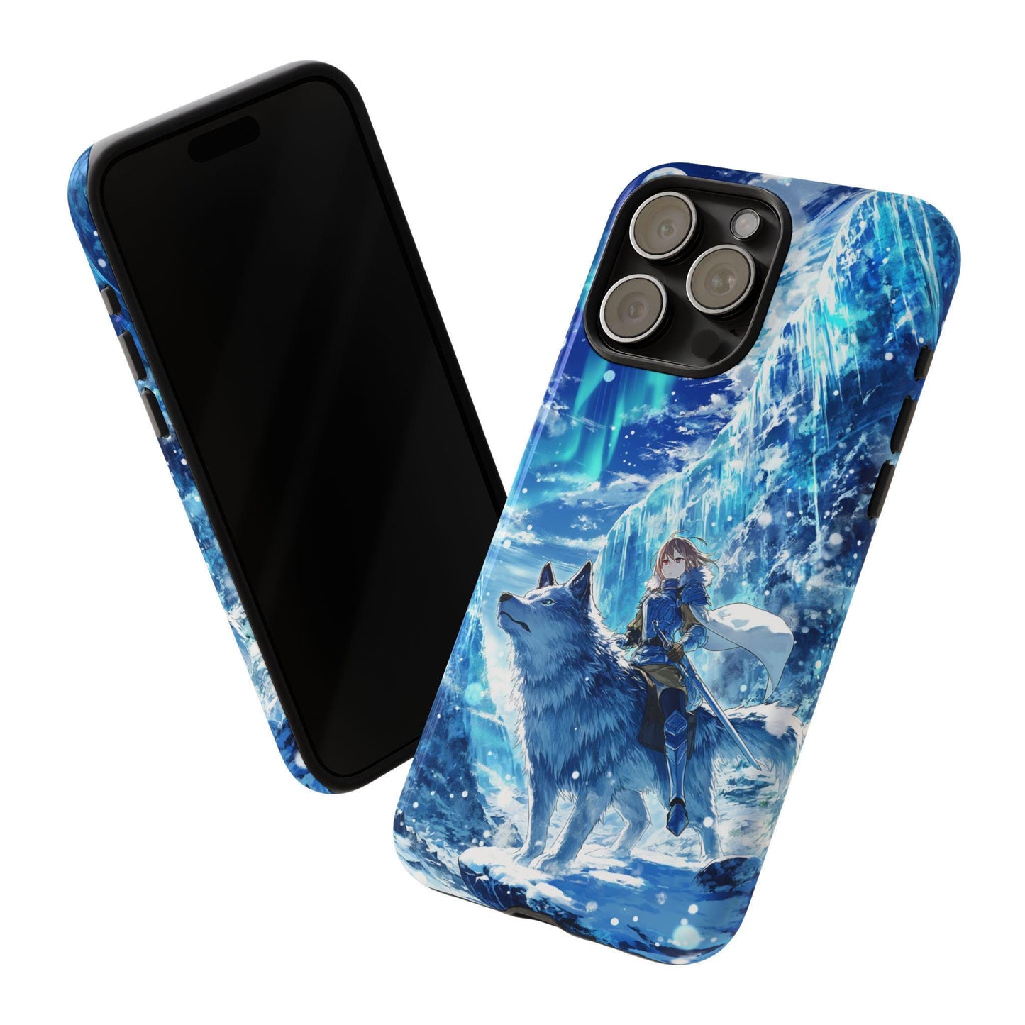 White Wolf Anime Girl Icy Mountains